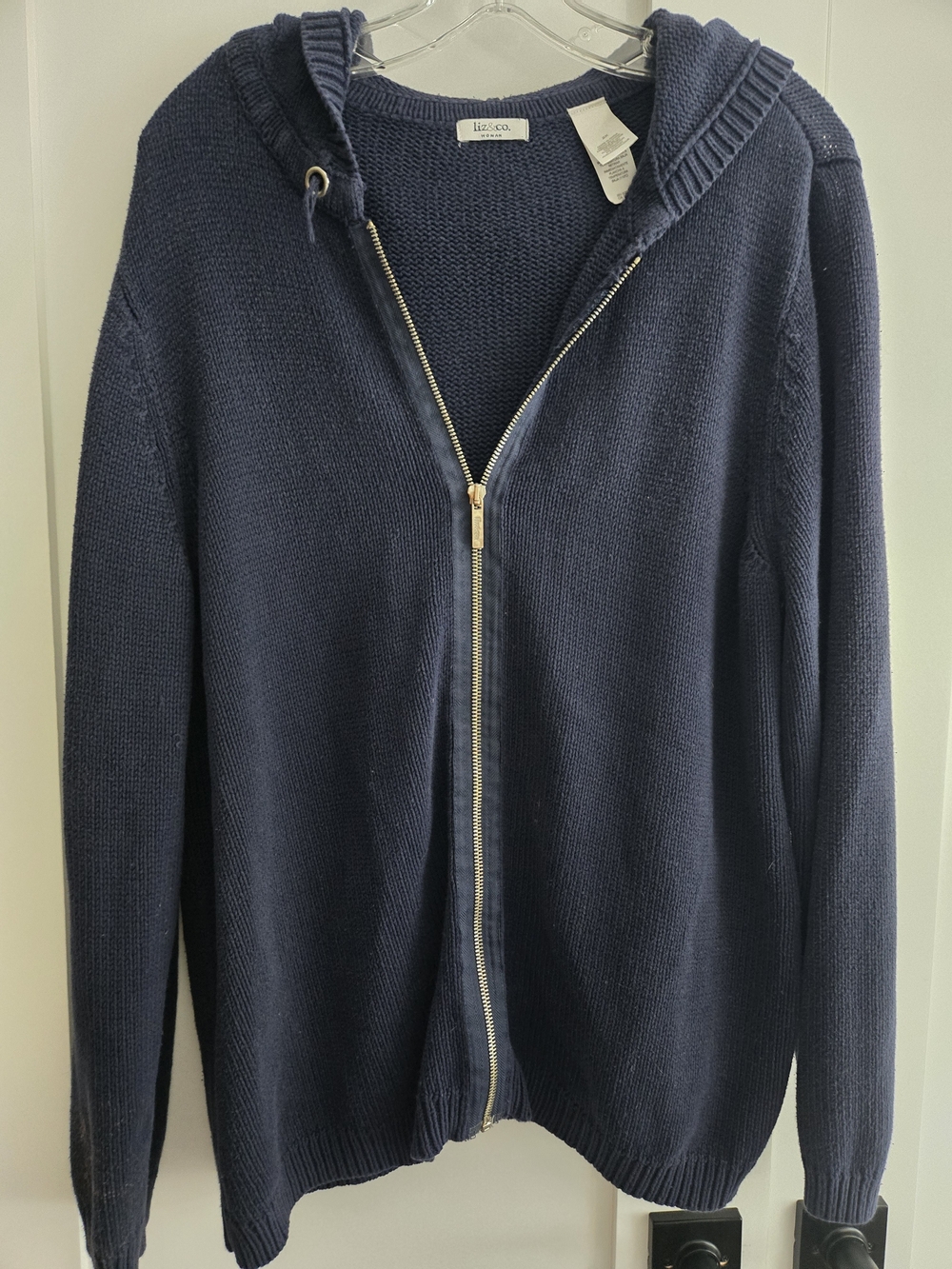 liz & co. Dark Navy Zip Hoodie Cardigan